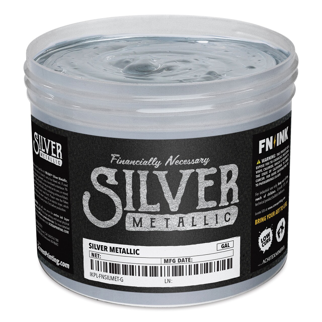 FN Ink Plastisol Screen Printing Ink - Silver Metallic, Gallon